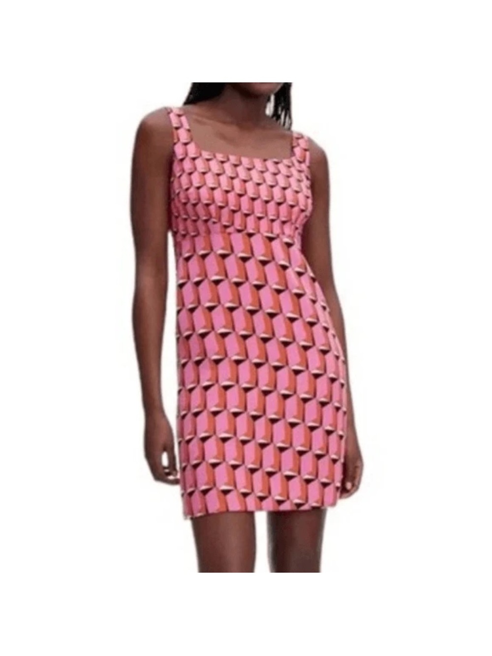 Diane Von Furstenberg Pink and Orange Geometric Tank Camisole Sz 16